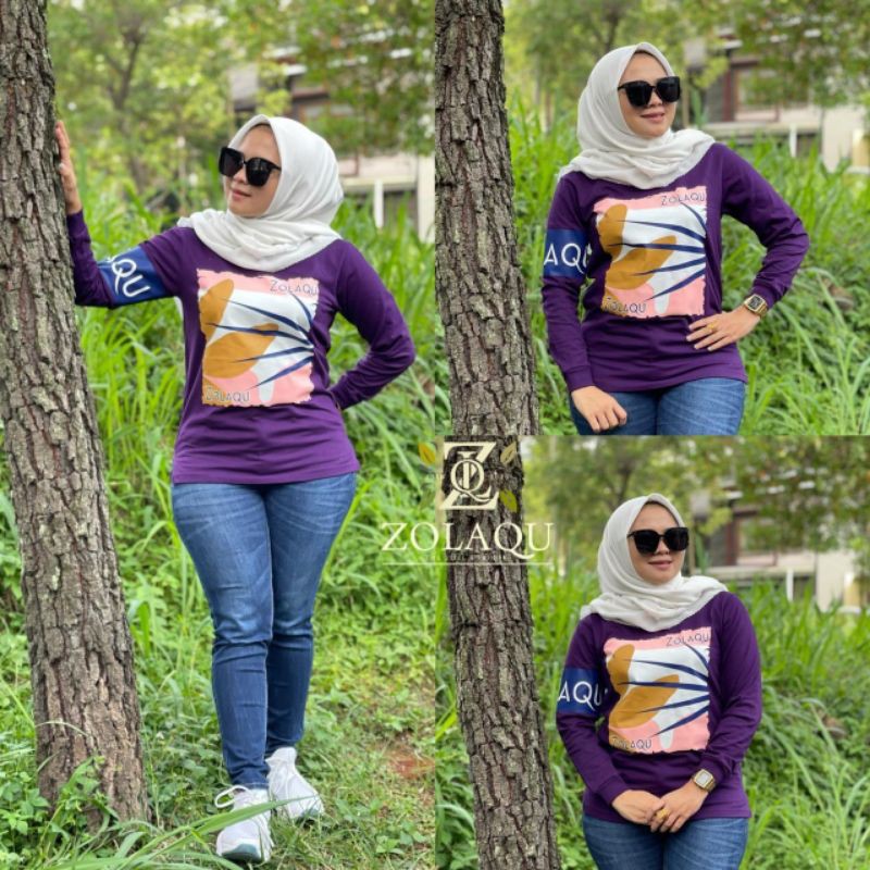 KAOS ZOLAQU 100% ORIGINAL TERBARU SIZE M.L.XL UNGU, CREAM DAN MOCCA NEW TANPA BAN BAWAH