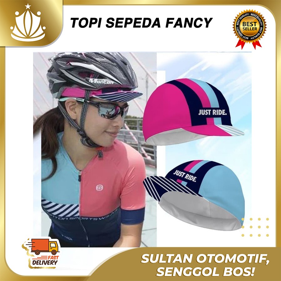 Topi Sepeda Just Ride CoolMax Cycling Cap Pink Tosca Color Unisex JR03