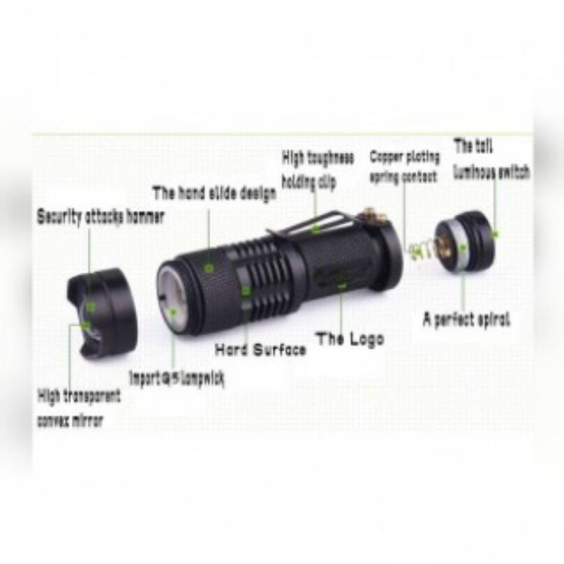 Senter Mini TaffLed Mini Flashlight Cree XML Q5 - Baterry AA 1pc