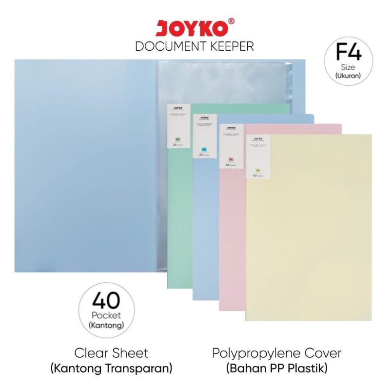

Clear Holder Joyko DK-D40F4 Folio 40 Lbr Document Keeper Folder Pastel