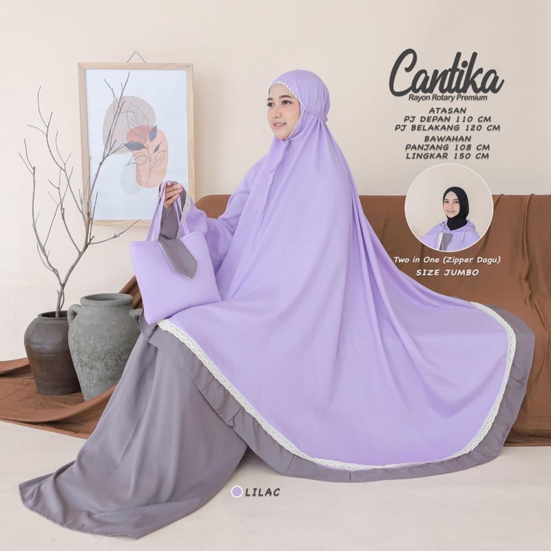 Mukena polos renda mukena bali jumbo termurah bahan lembut 2 in 1 ponco
