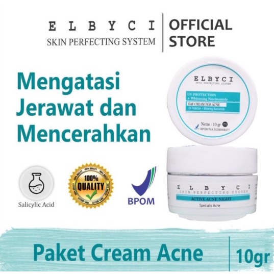 Elbyci Day cream acne / cream jerawat batu / cream pelindung sinar matahari / cream jerawat menahun 