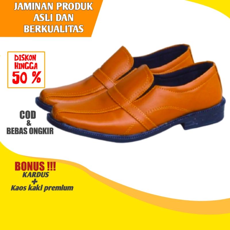 Sepatu Loafers Pria Kantor  Kulit Bahan Sintetis Premium Lem Super Kuat