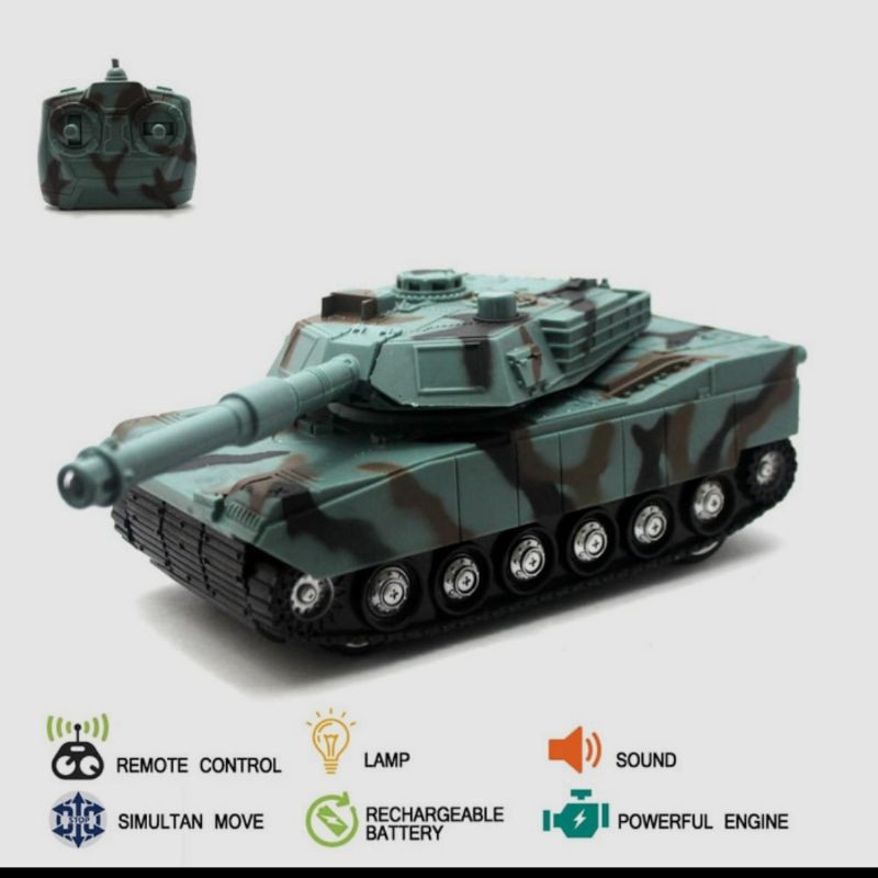 MAINAN ANAK RC TANK MODEL KECIL ADA SUARA & LAMPU BATERAI CAS