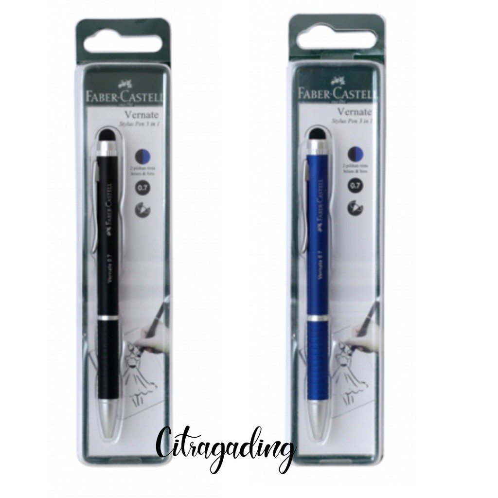 

BALLPOINT HITAM STYLUS FABER CASTELL VERNATE 0.7MM PUTAR HITAM BIRU PEN PULPEN BALLPEN PENA GROSIR