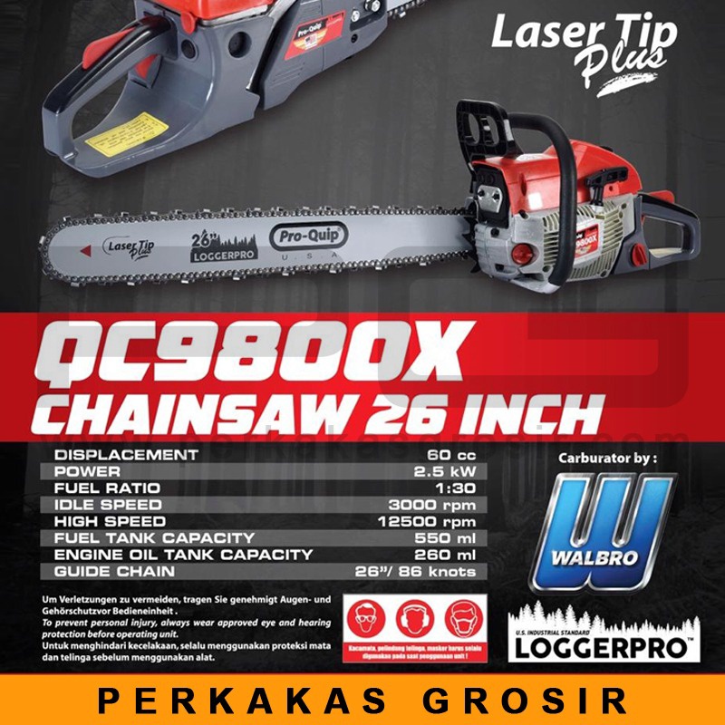 Chainsaw QC9800X 26inch Pro-Quip Mesin Potong QC 9800X PROQUIP