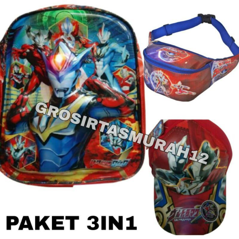 TAS RANSEL ANAK SEKOLAH LAMPU MENYALA KARAKTER BOBOIBOY FREE FIRE ULTRAMAN