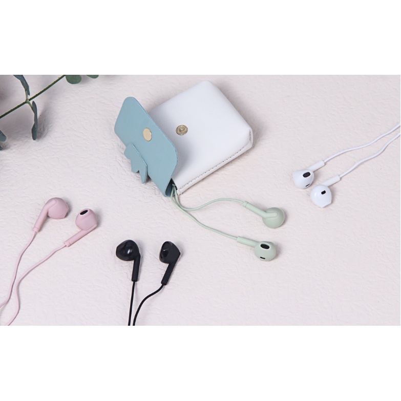 [KN-8229] Set Headset Earphone Wadah Dompet Kulit ANIMAL EARS / Wadah Earphone Karakter Telinga Hewan Lucu / Earphone Ear Animals