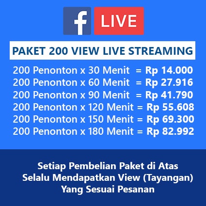 Live Streaming View Penonton Indonesia Facebook (Paket 200 MURAH)