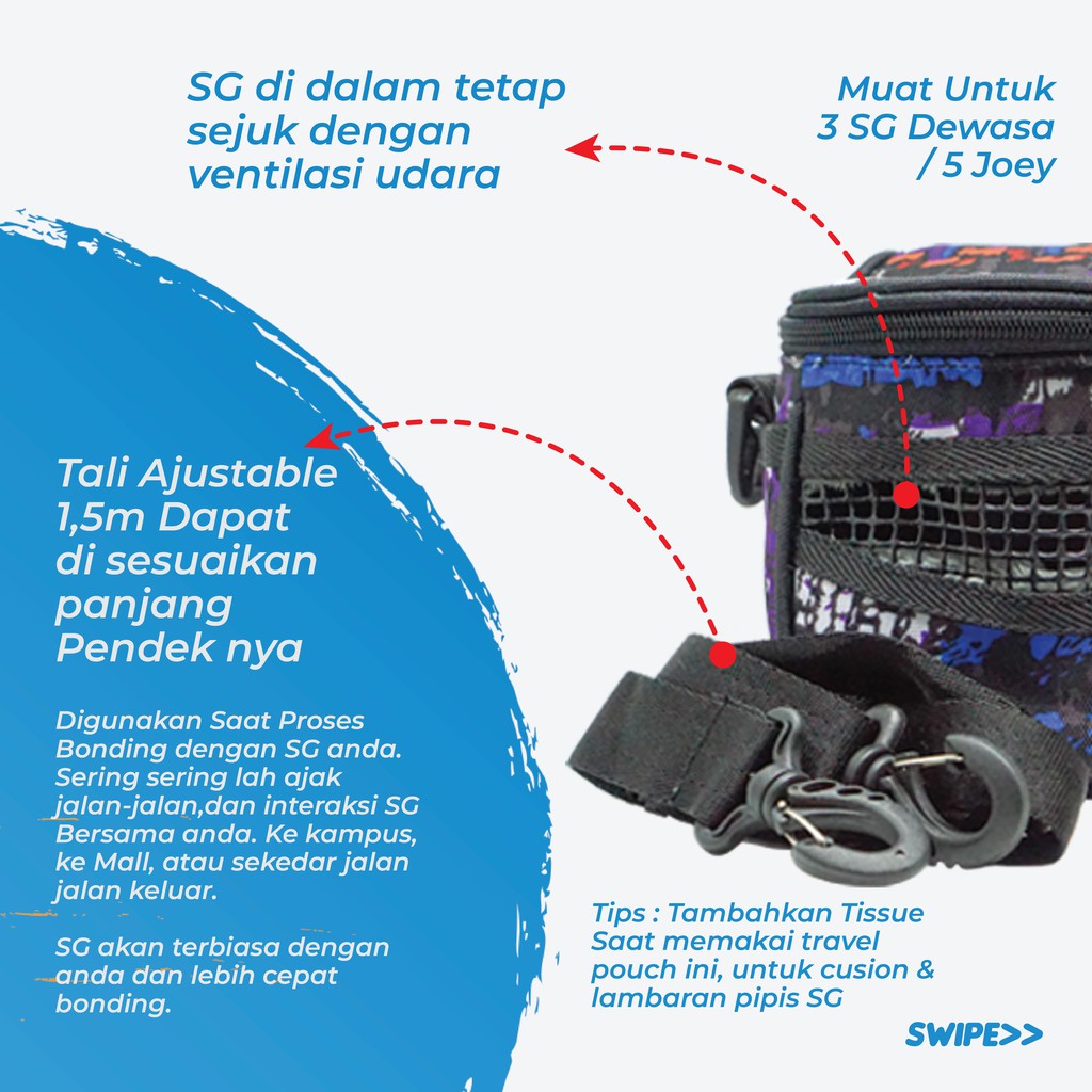 ADEWAP GLIDER Travel Pouch EASY Tas Selempang Travelling Sugar Glider