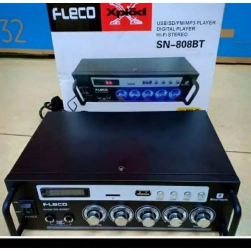 Power Amplifier Bluetooth Fleco SN-808BT Bluetooth Stereo Amplifier + USB + Radio FM