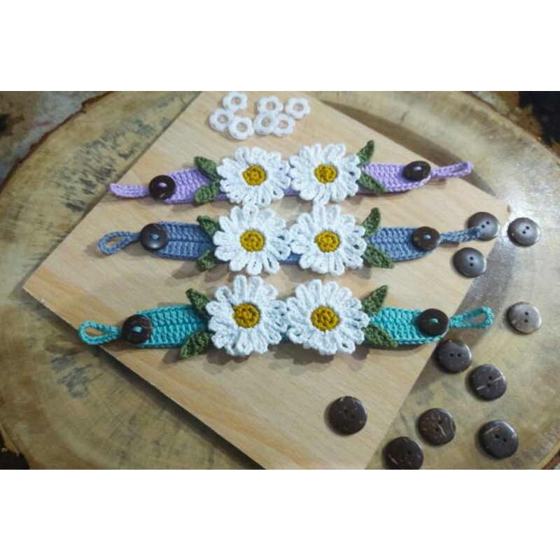 Konektor masker rajut motif daisy / bunga daisy / bunga matahari / pengait masker / grosir murah