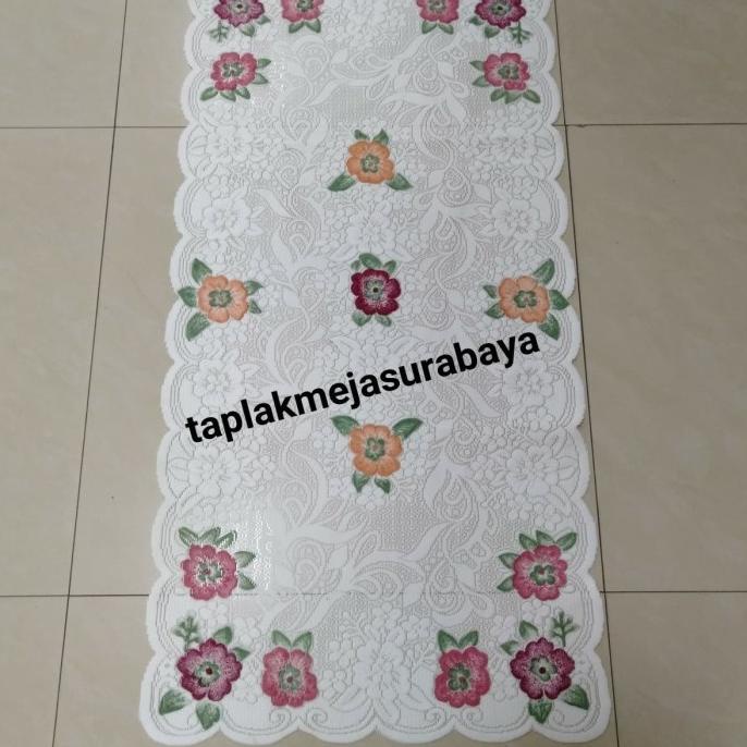 Termantab] Taplak Meja Tamu Renda 50 x 100 cm - Taplak Meja Tamu Putih Segi