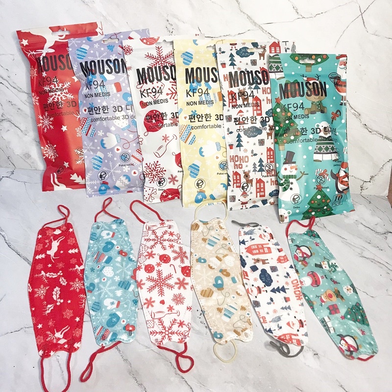 MASKER KF94 MOUSON EDISI NATAL ISI 10PCS| MASKER KF94 MOTIF | KF94 MOUSON MOTIF | KF94 MOTIF NATAL