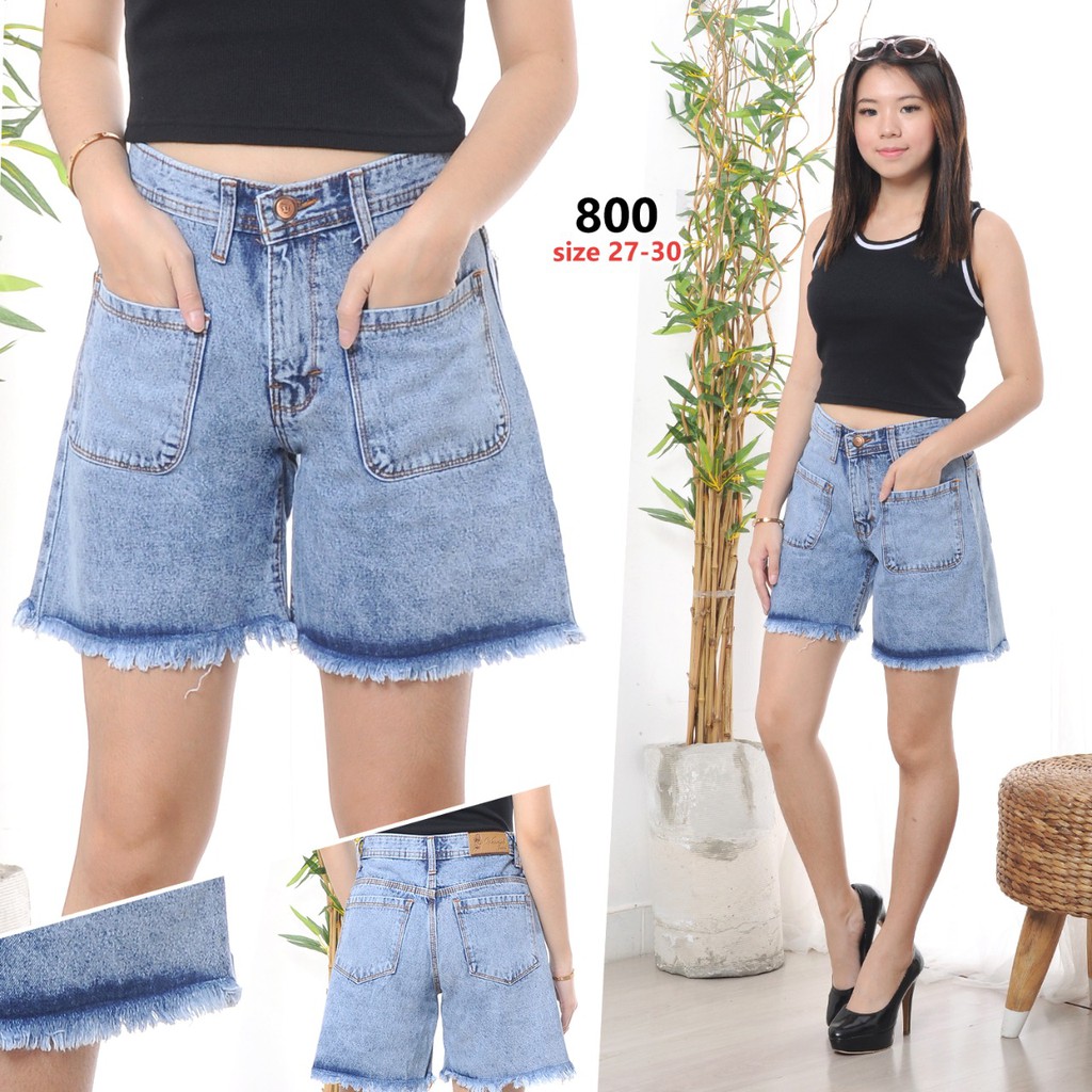 MC girl Hotpants Jeans Sobek Rawis / Hot Pants Kantong Depan /Celana Jeans Pendek Sobek Rumbai