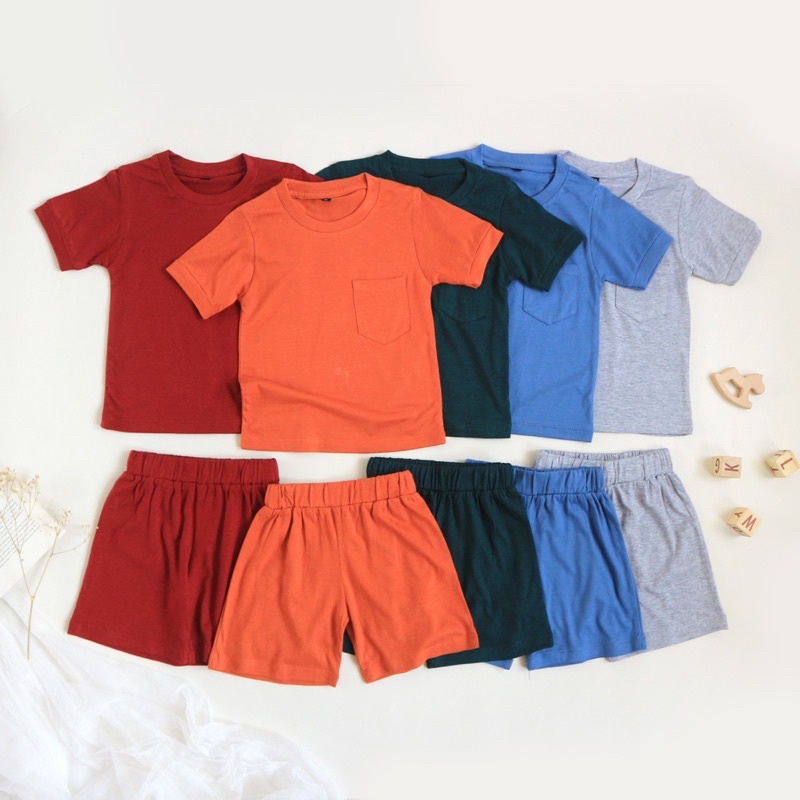 One Set Setelan Anak Laki Laki Cowok Kids Balita Baju Anak Kaos Anak Laki Laki Setelan Celana Pendek