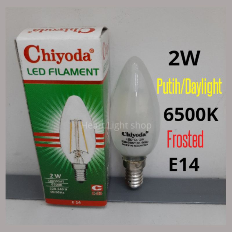 LAMPU LED FILAMENT 2W 6500K PUTIH DAYLIGHT FROST E14 C35/LAMPU LOMBOK LED 2W PUTIH E14 CHIYODA