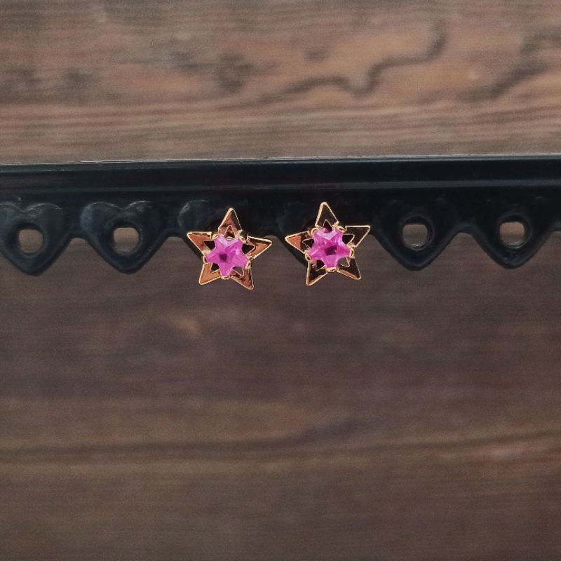 Giwang Rachel Rose Star Permata Pink