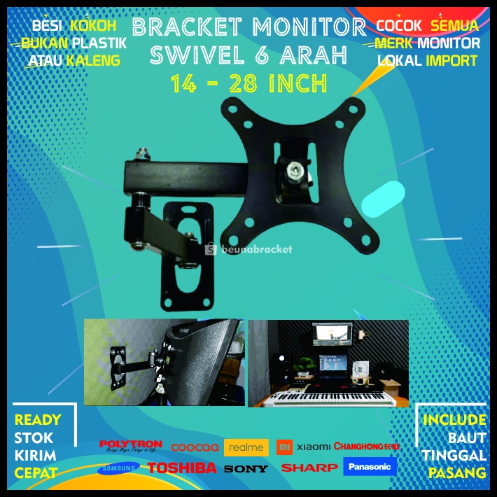 Bracket TV Monitor 24 21 26 17 14 Inch Dijamin Cocok 14 - 28 In 6 Arah Universal Breket TV Briket TV Braket TV Gantungan TV Tembok Tempelan TV Dinding BB1 SWK 1 Lengan