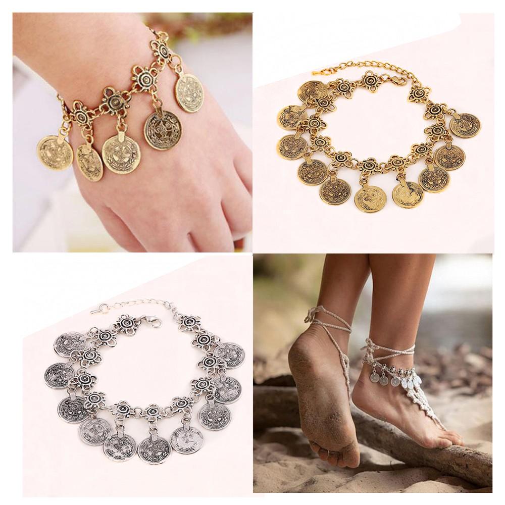 CHOOKYY Gelang Kaki Koin Wanita Bohemian Turki Antik