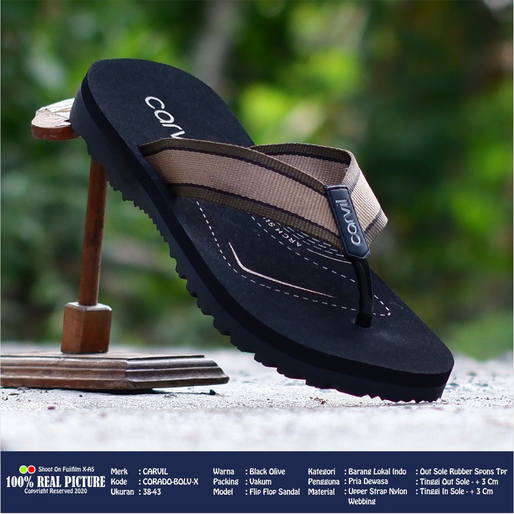 Sendal jepit pria original sandal japit cowok laki laki dewasa model slide casual distro flip flop branded kwalitas import Carvil Laurent colorado promo lebaran keren murah cod 38-43