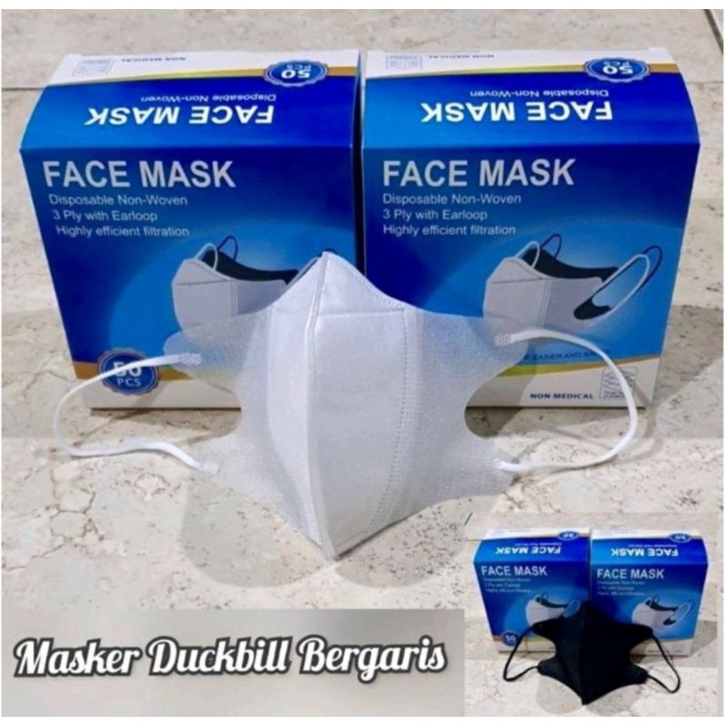 MASKER DUCKBILL GARIS ISI 50PCS MURAH/ MASKER DUCKBILL 1BOX