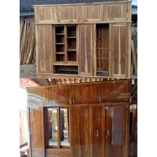 LEMARI SLIDING + LEMARI HIJAB SLIDING+ KABIN ATAS (PANJANG 3M)