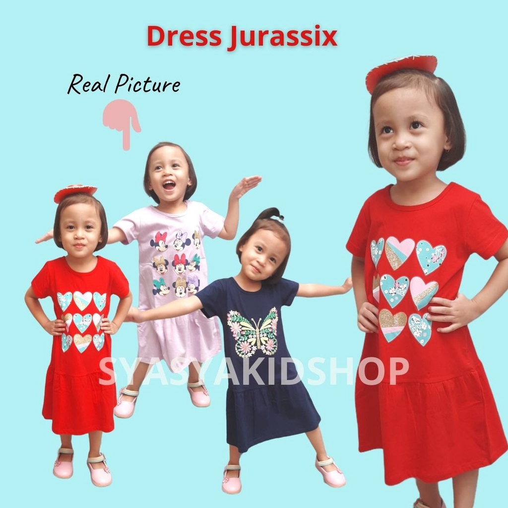 00053 Jurasix Dress Anak Baju Anak Perempuan Model Rempel Usia 2-4 Tahun Size (2-6)