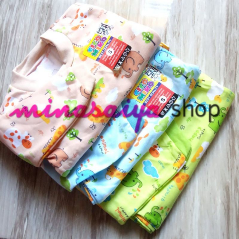 CICO MIKO 3 pcs Kaos Bayi SNI Lengan Panjang Kancing Pundak Motif Uk. S - XL