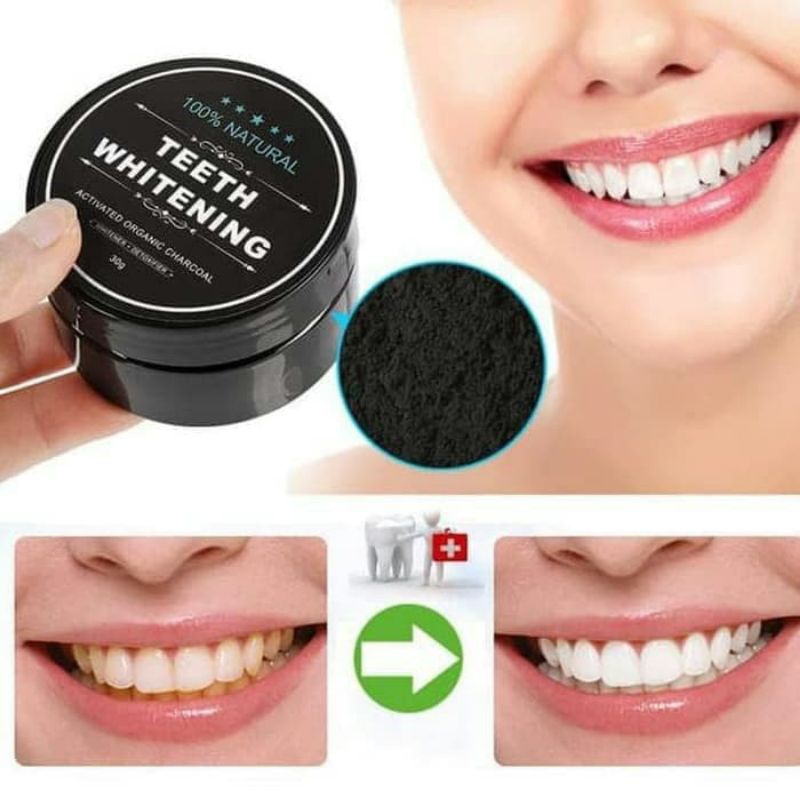 Pemutih Gigi Herbal Charcoal Powder Activated Teeth Whitening Arang Putih Gigi Murah Bagus