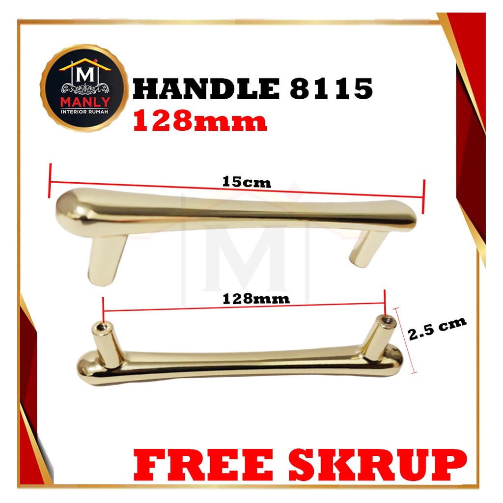 Handle Gold Hitam Handle Emas Hitam Tarikan Laci Minimalis Gagang Pintu Lemari 8103 96 mm &amp; 128 MM.