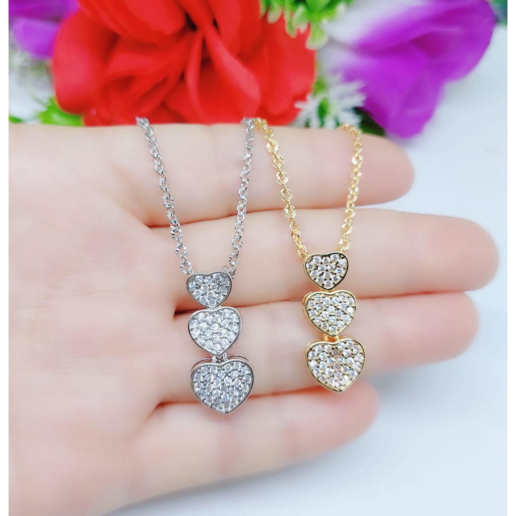 Xuping kalung love mata 3 susun lapis emas