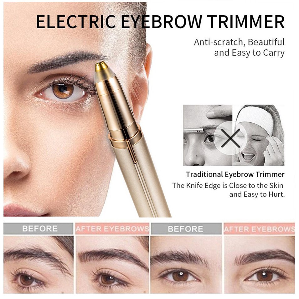 Alat Pencukur Alis Bulu Electrik Rows Remover Eyebrow Trimmer Electric Painless  Cukuran Tanpa Rasa Sakit