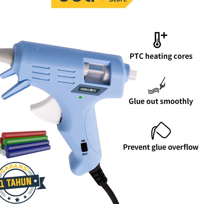 

uh Deli Hot Melt Glue Gun/Lem Tembak 20W Warna Biru/Pink Gratis 10 Lem DL39002X /Alat Perkakas ➨ uh