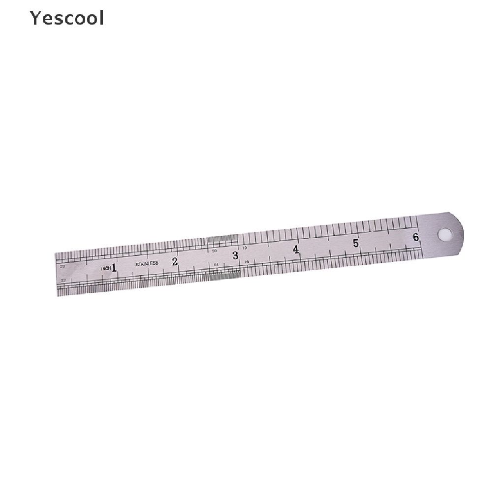 Yescool 1PC Penggaris Metrik Presisi Dua Sisi 15cm Bahan Metal