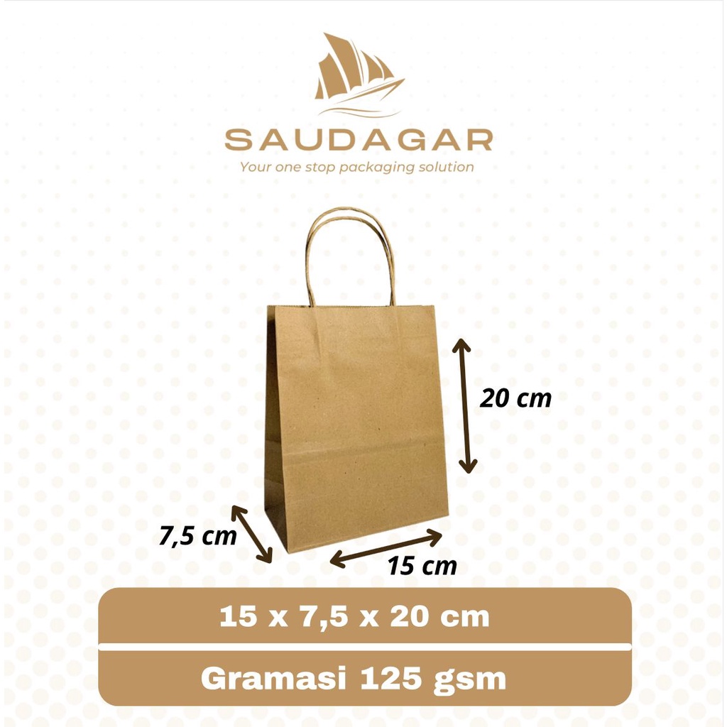 Paper bag kecil / Tas kertas belanja 15x7,5x20 cm