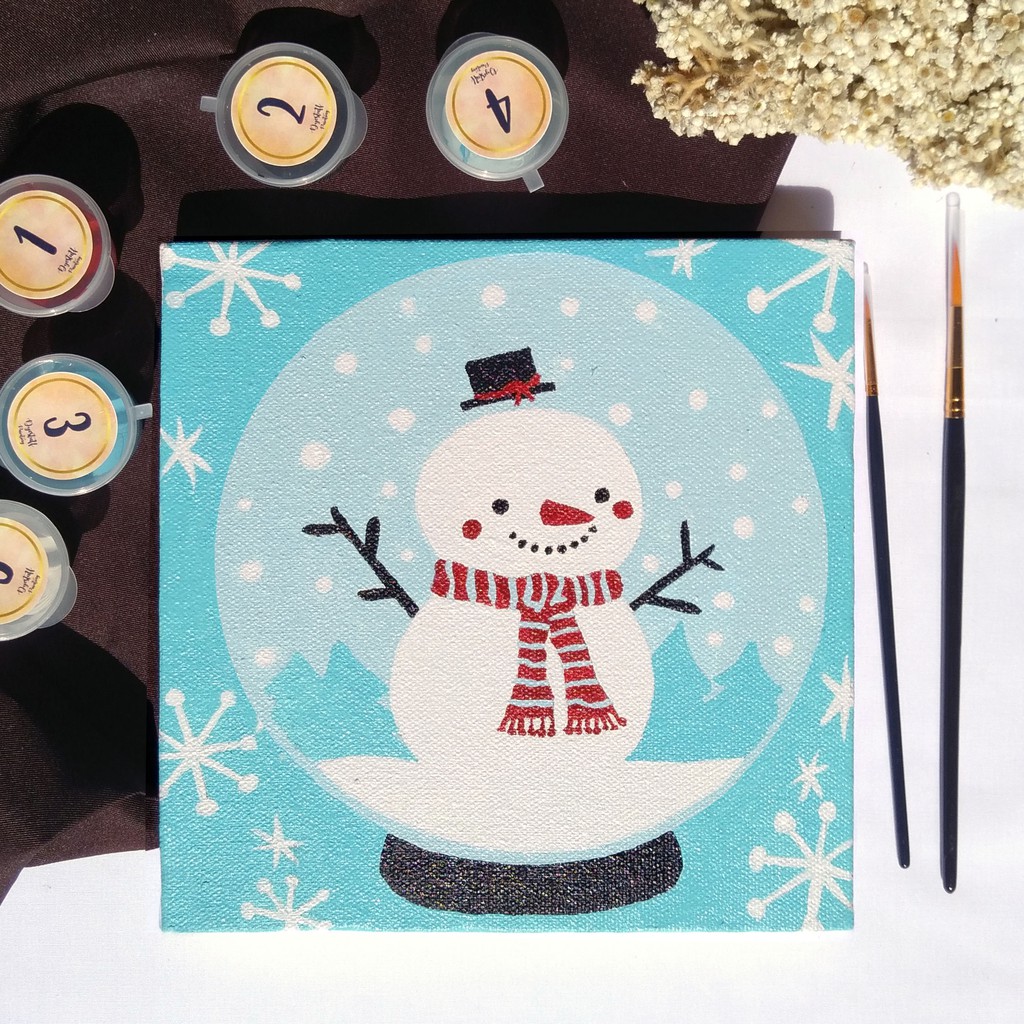 

Paint by Number - Frosty | Dyestuff Painting | Canvas 20x20cm Painting Kit | 5 Finest Acrylics