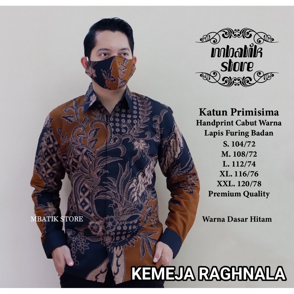 Kemeja Raghnala Biru Batik Pria Lengan Pendek Full Furing by Mbatik Store