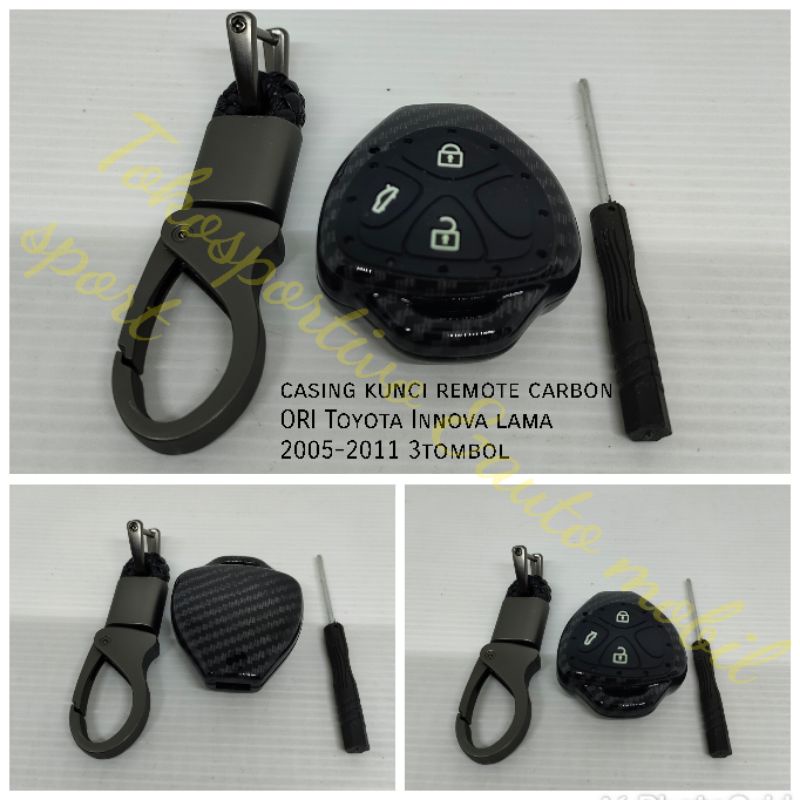 Casing cover kunci remote carbon ORI Toyota Innova  Lama 2004-2011 3tombol