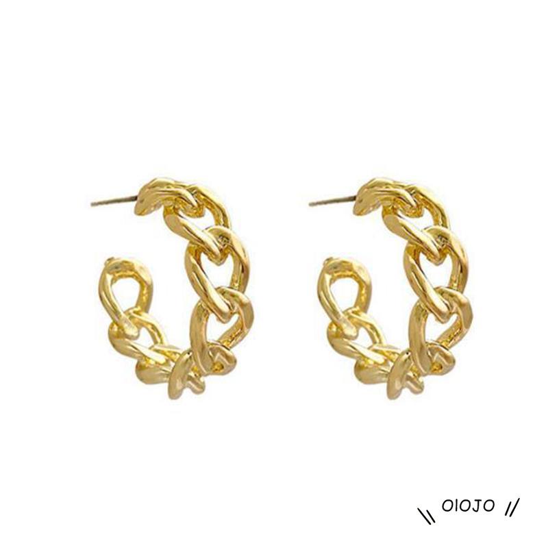 【COD】Anting Stud Rantai Logam Model Rongga Gaya Retro