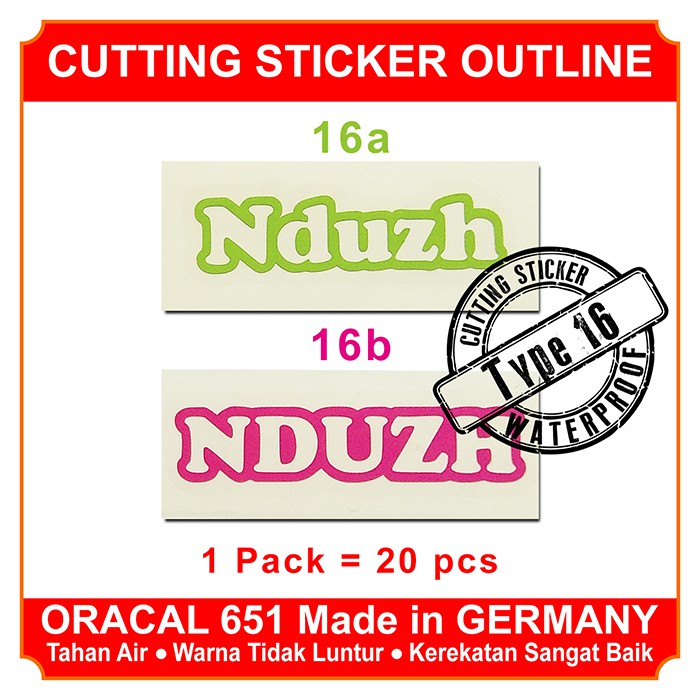 

Cutting Sticker Outline Waterproof Type 16-20