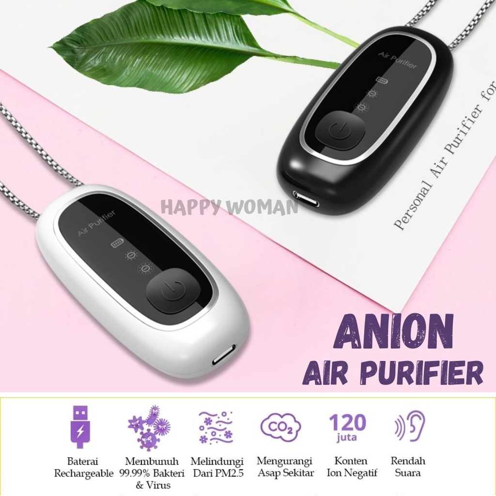 Wearable Air Purifier Necklace Mini Personal Air Freshener Ionizer Gantung Leher Portable