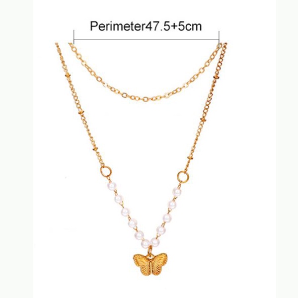 kalung kupu- kupu mutiara double butterfly necklace jka241(3d2)