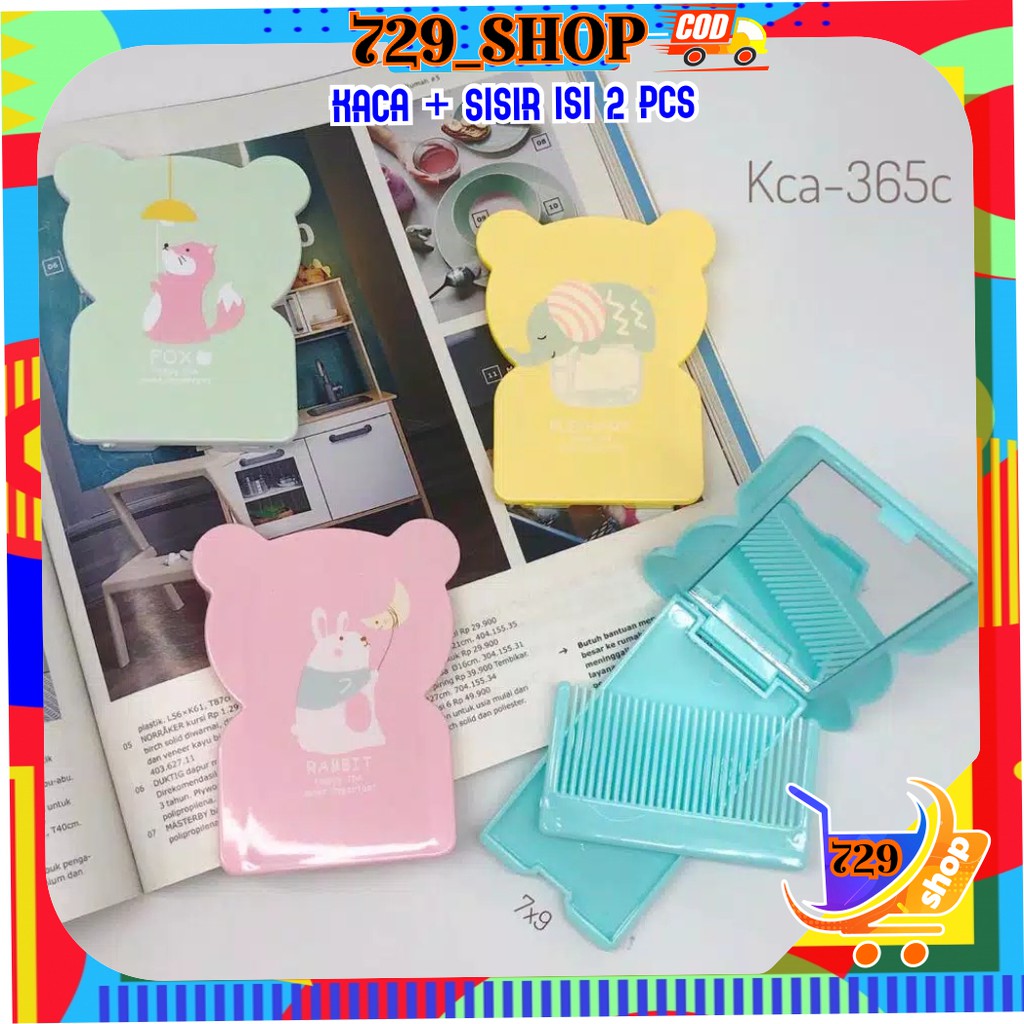 Cermin Sisir Portable Korean style isi 2 Pcs (Cermin + Sisir) Import Best Seller