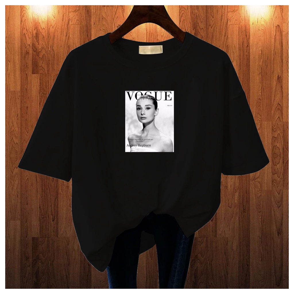 CALVIERO SHOP - BAJU KAOS ATASAN WANITA PRINT AUDREY VOGUEE LOGO GALAXY PRINT