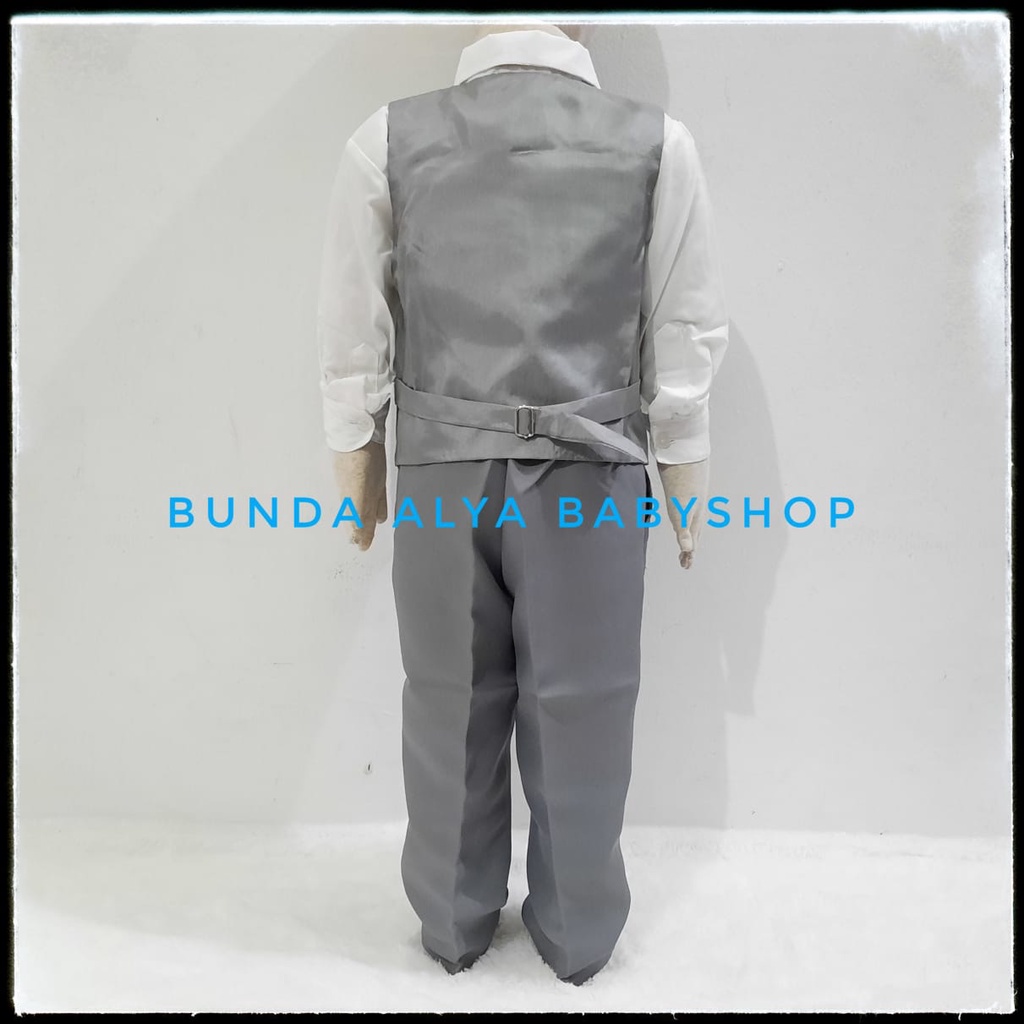 Setelan Jas Anak Laki Usia 1 2 Tahun Premium ABU Dasi Kupu - Setelan Anak Cowok Lengkap Jas Resmi Tuxedo Suit