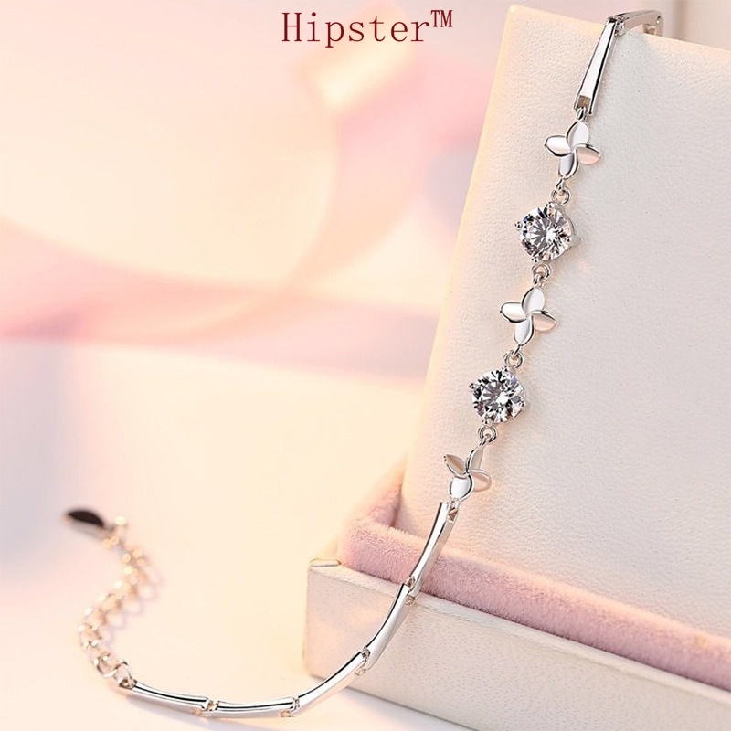 New Hot Sale Fashion Lucky Four-Leaf Clover Micro-Inlaid Crystal Bracelet