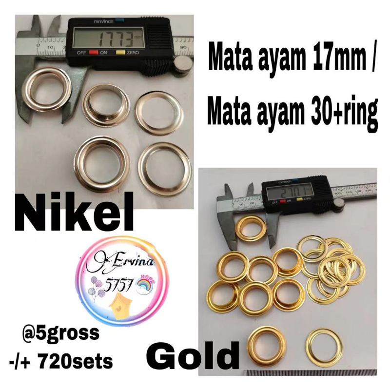 mata ayam eyelet 17mm / mata ayam 30 + ring / 5gross