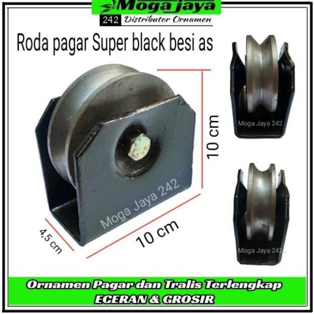 Roda Pintu Gerbang Roda Pagar Super Black Besi As Ukuran 10Cm Roda Bubut Istimewa