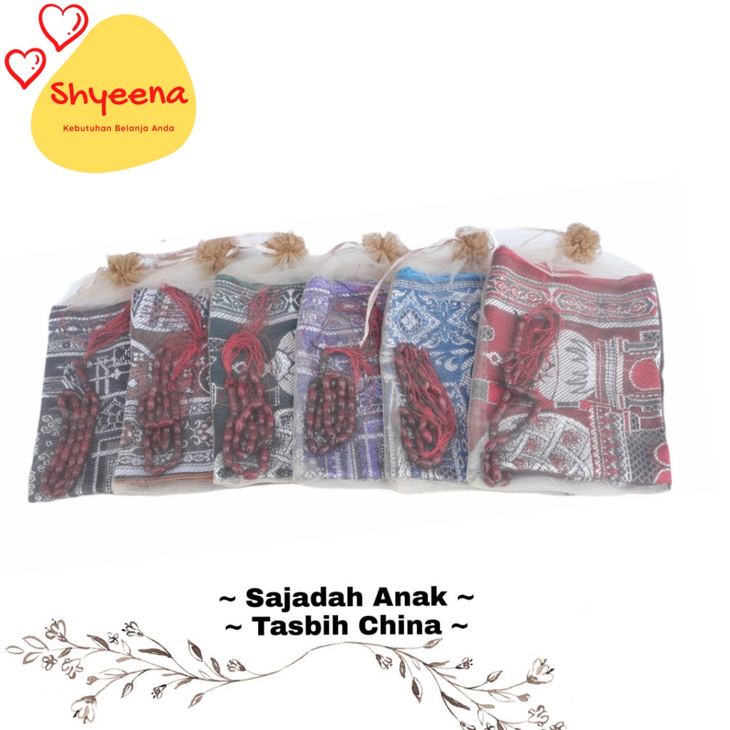 Gift Souvenir Sajadah Kecil Muka + Sarung Tile + Tasbih Souvenir Haji Pernikahan Tahlil